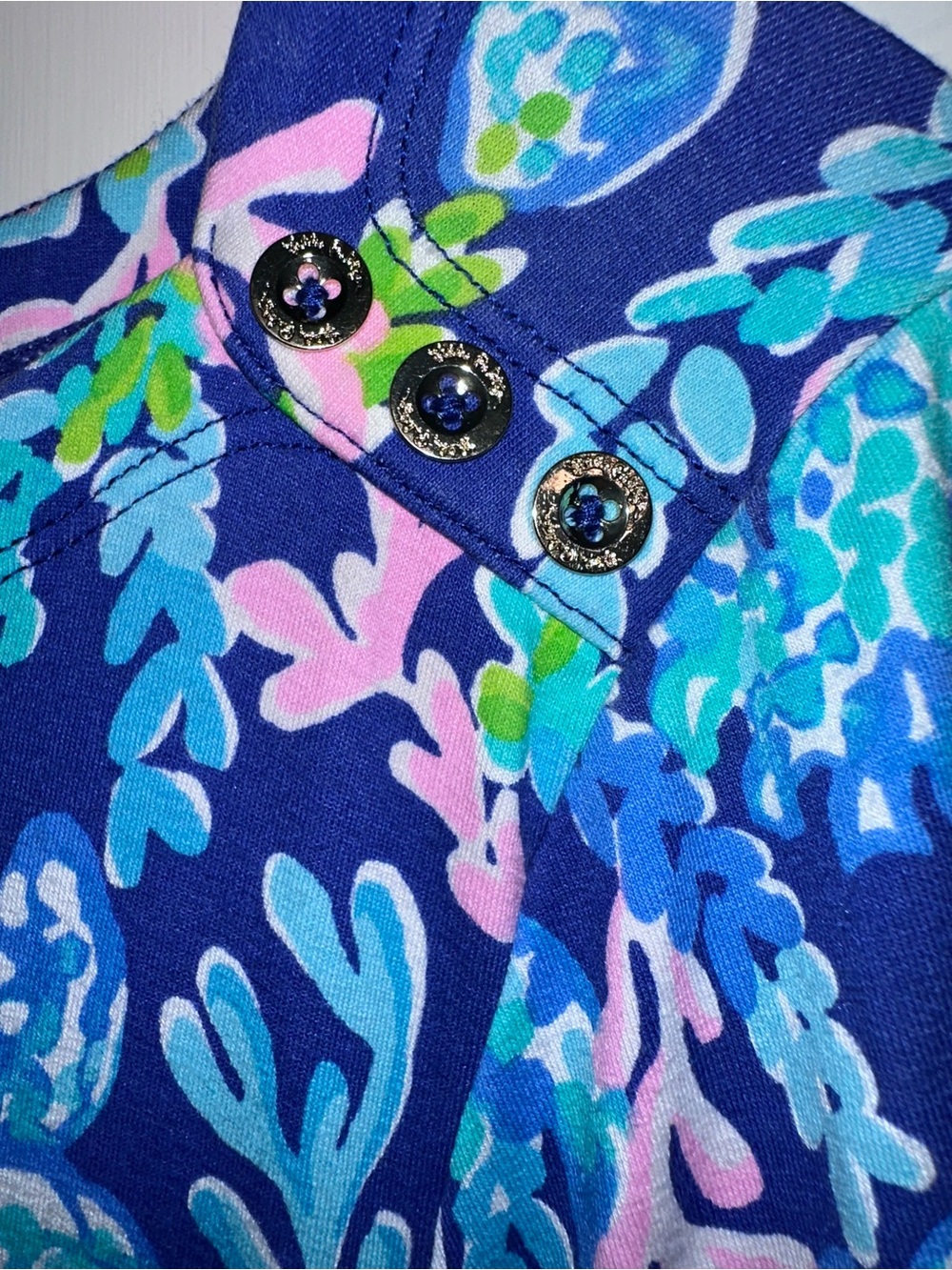 Lilly Pulitzer Sophie Dress, Tropical Blue Pink & Green, Size Large (L) - Picture 5 of 10